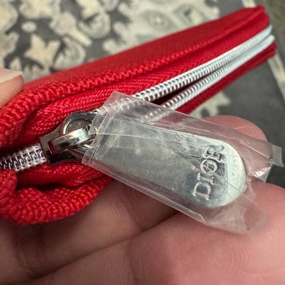 Christian Dior CD LOGO POUCH Makeup Cosmetic Bag Clutch Red NEW - Picture 6 of 9